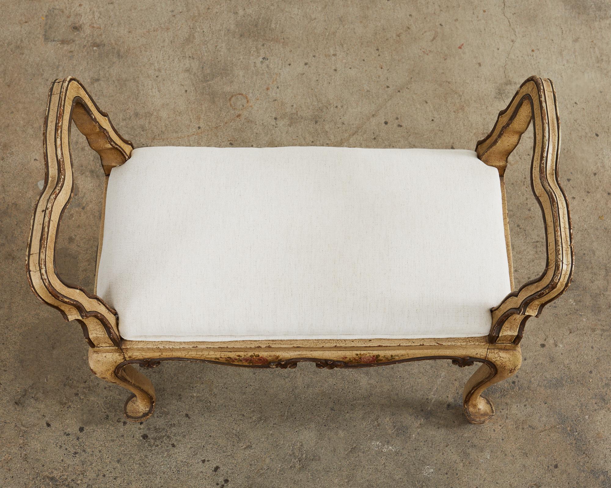 19th Country French Provincial Painted Bench or Footstool In Distressed Condition For Sale In Rio Vista, CA