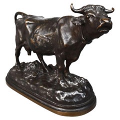 19th Cow with Horns Animal Bronze