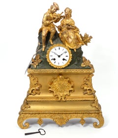 19th Ct. Antique French Bronze Mantle Clock Charles X Style