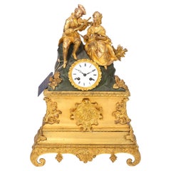 19th Ct. Antique French Bronze Mantle Clock Charles X Style