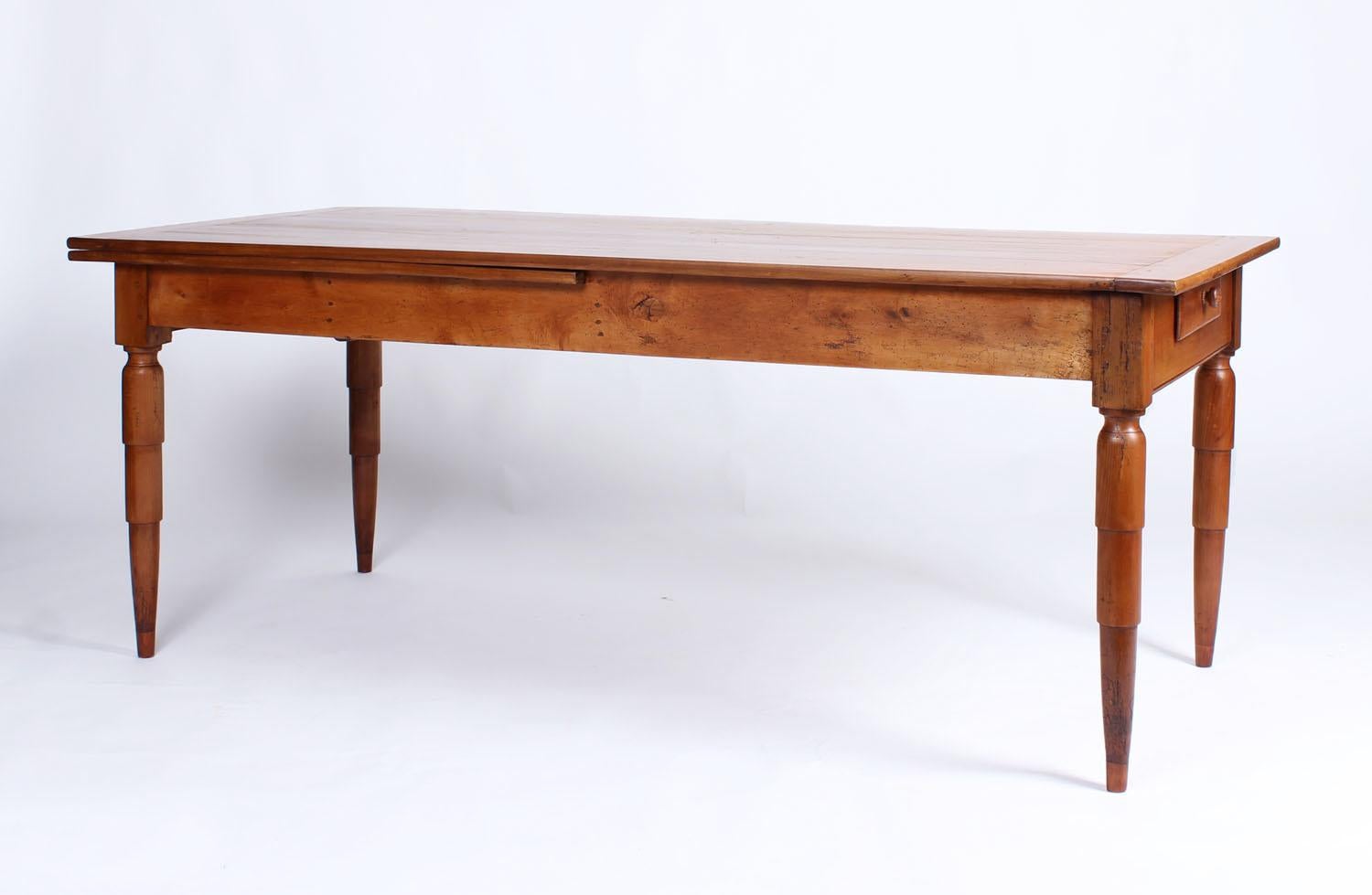 19th Century French Farmhouse Table, Solid Cherry, Extendable for 10 People 1