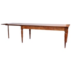 19th Century French Farmhouse Table, Solid Cherry, Extendable for 10 People