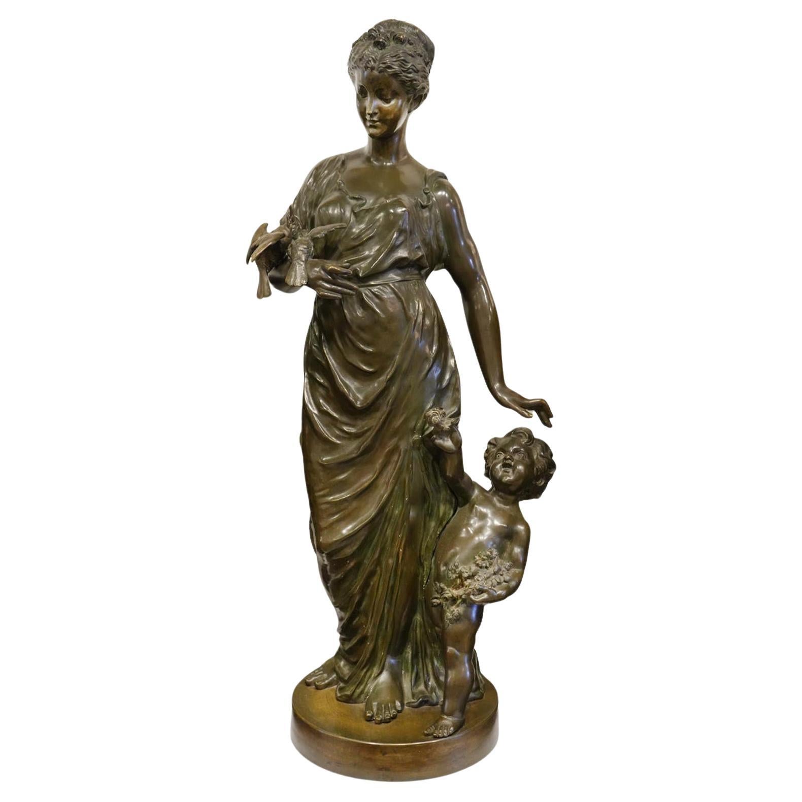 19th Ct. Bronze After Etienne Alexandre Stella French 37" 'Figure of Spring' For Sale