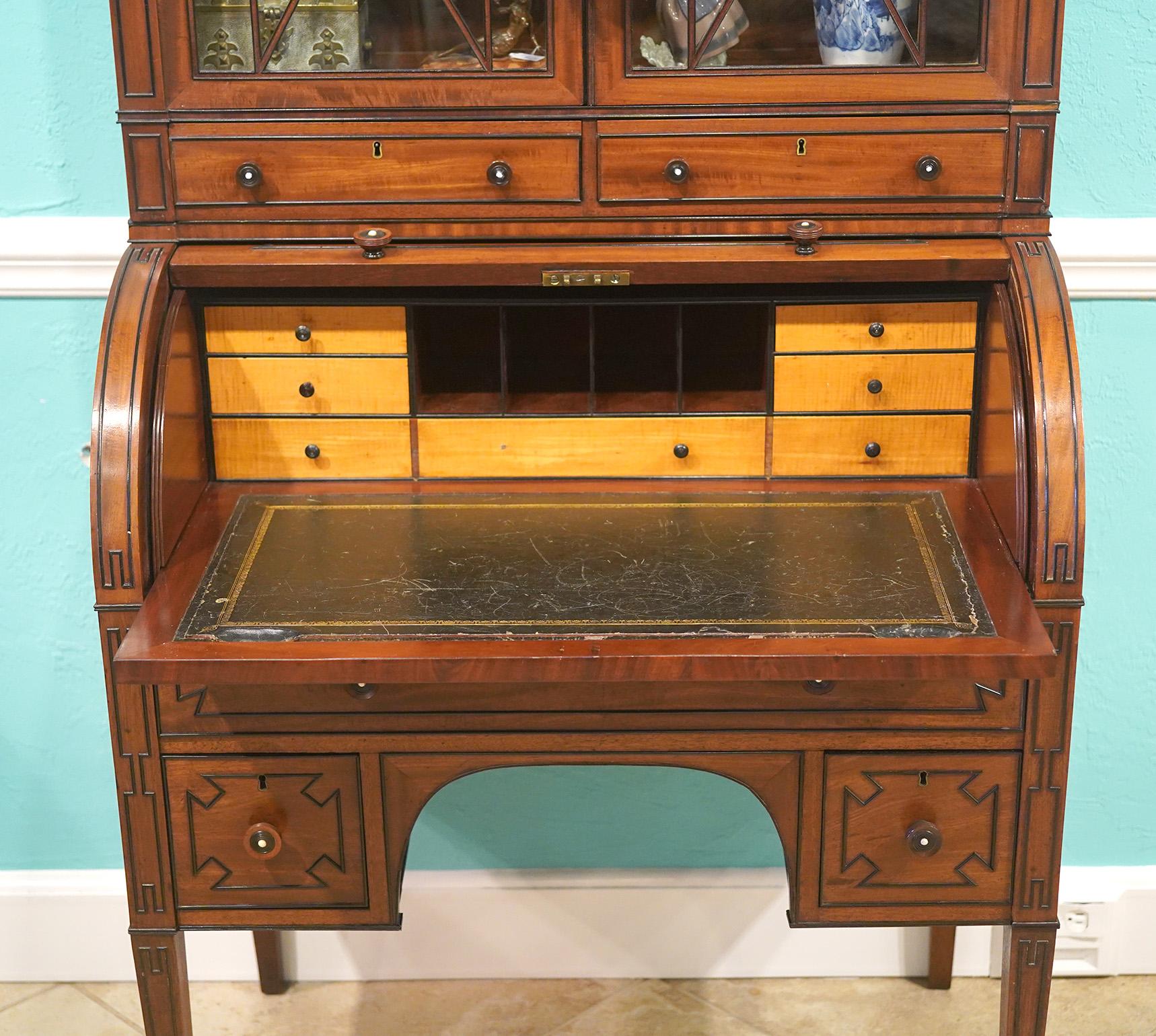 19th Ct. English Regency Mahogany Bookcase / Desk with Fitted Interior 2