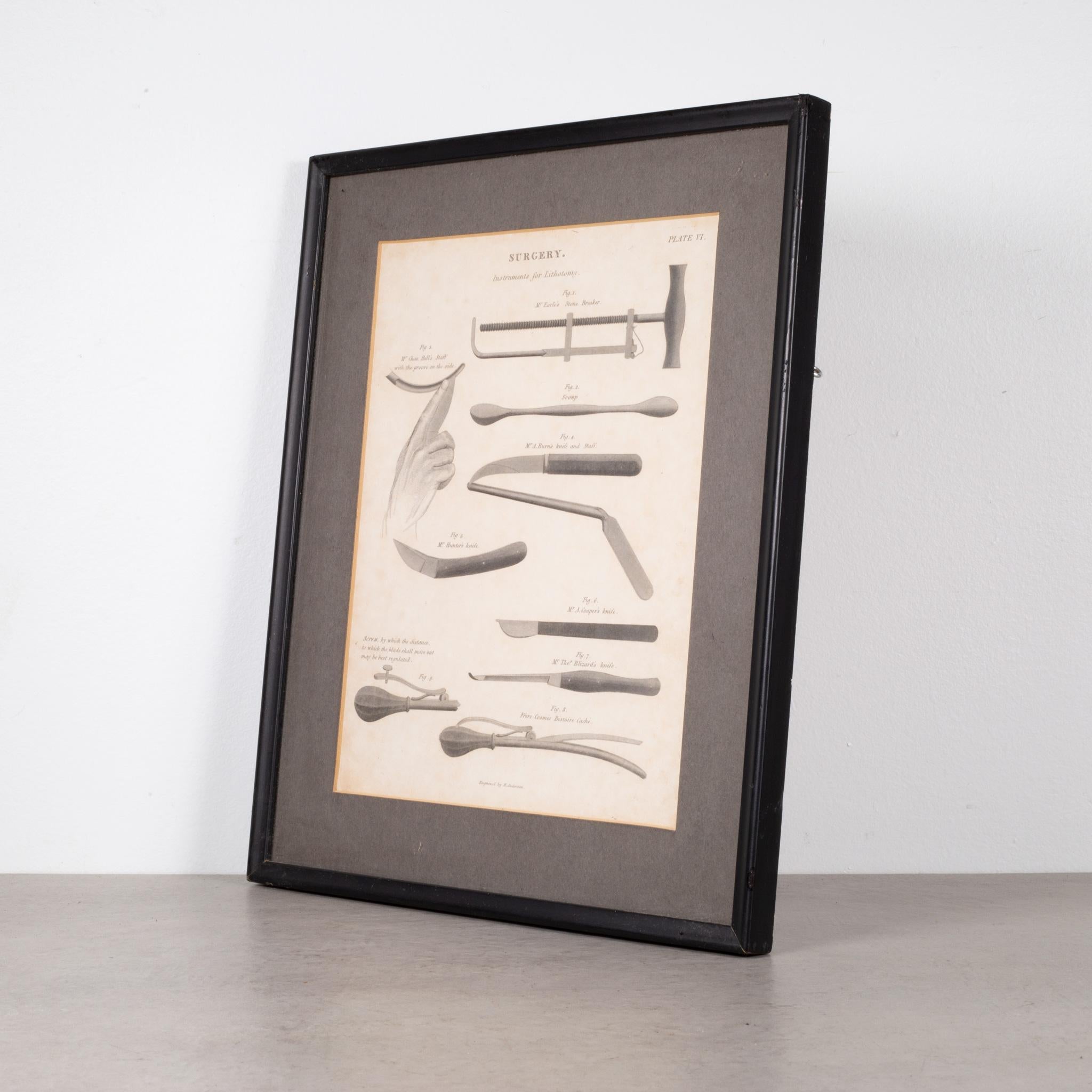 American 19th-Early 20th c. Framed Surgical Instruments Lithographs  (FREE SHIPPING) For Sale