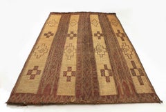 19th /early 20th C. Tuareg Leather & Reed Hand-Woven Carpet, Sahara Desert