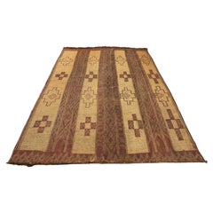 19th /early 20th C. Tuareg Leather & Reed Hand-Woven Carpet, Sahara Desert