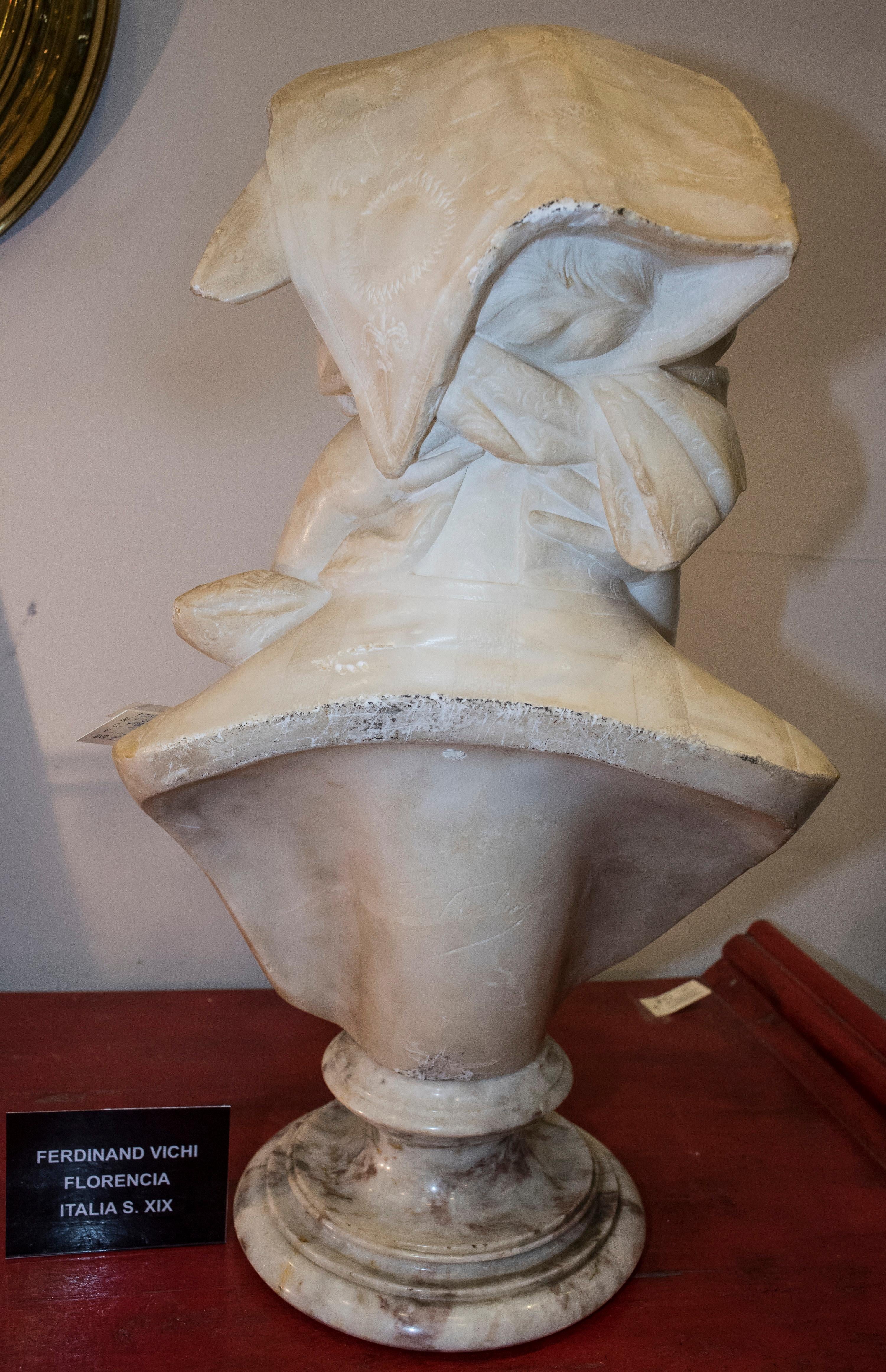 19th-Early 20th Century Alabaster Mother&child Ferdinand Vichi Italian Sculpture 3