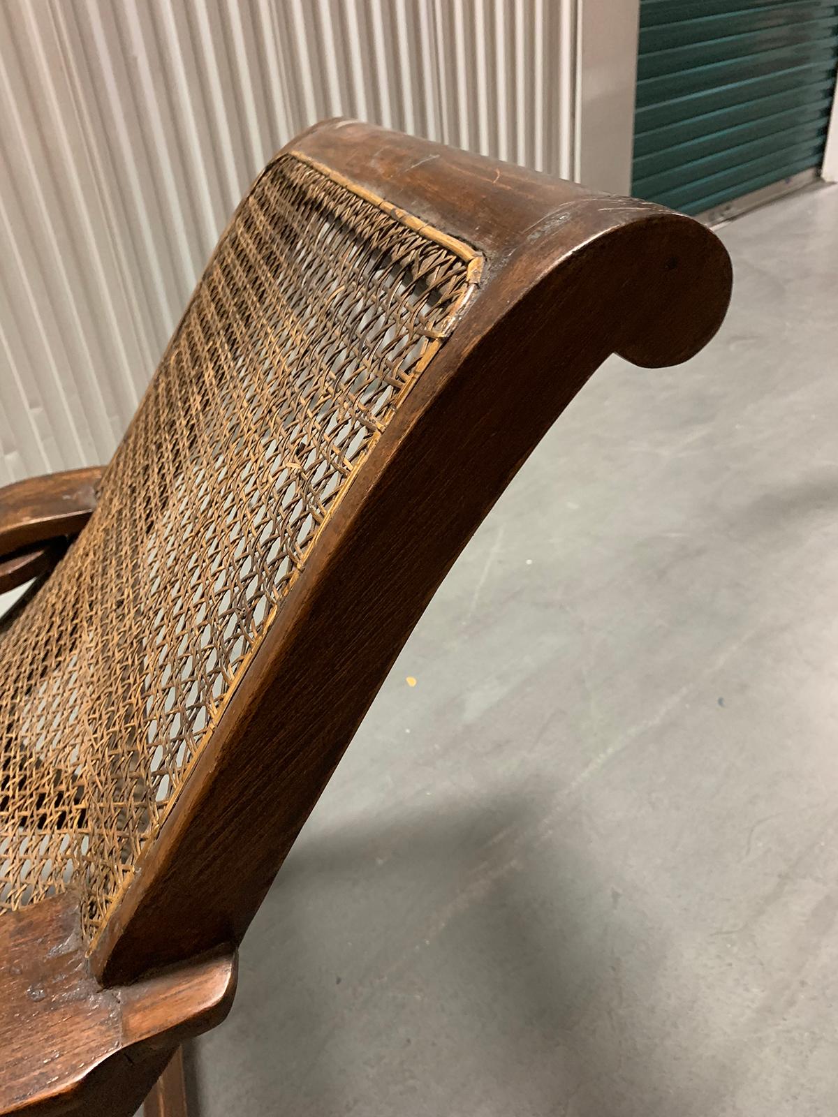 19th-Early 20th Century Anglo-Caribbean Caned Planters Chair with Leg Stretchers 7