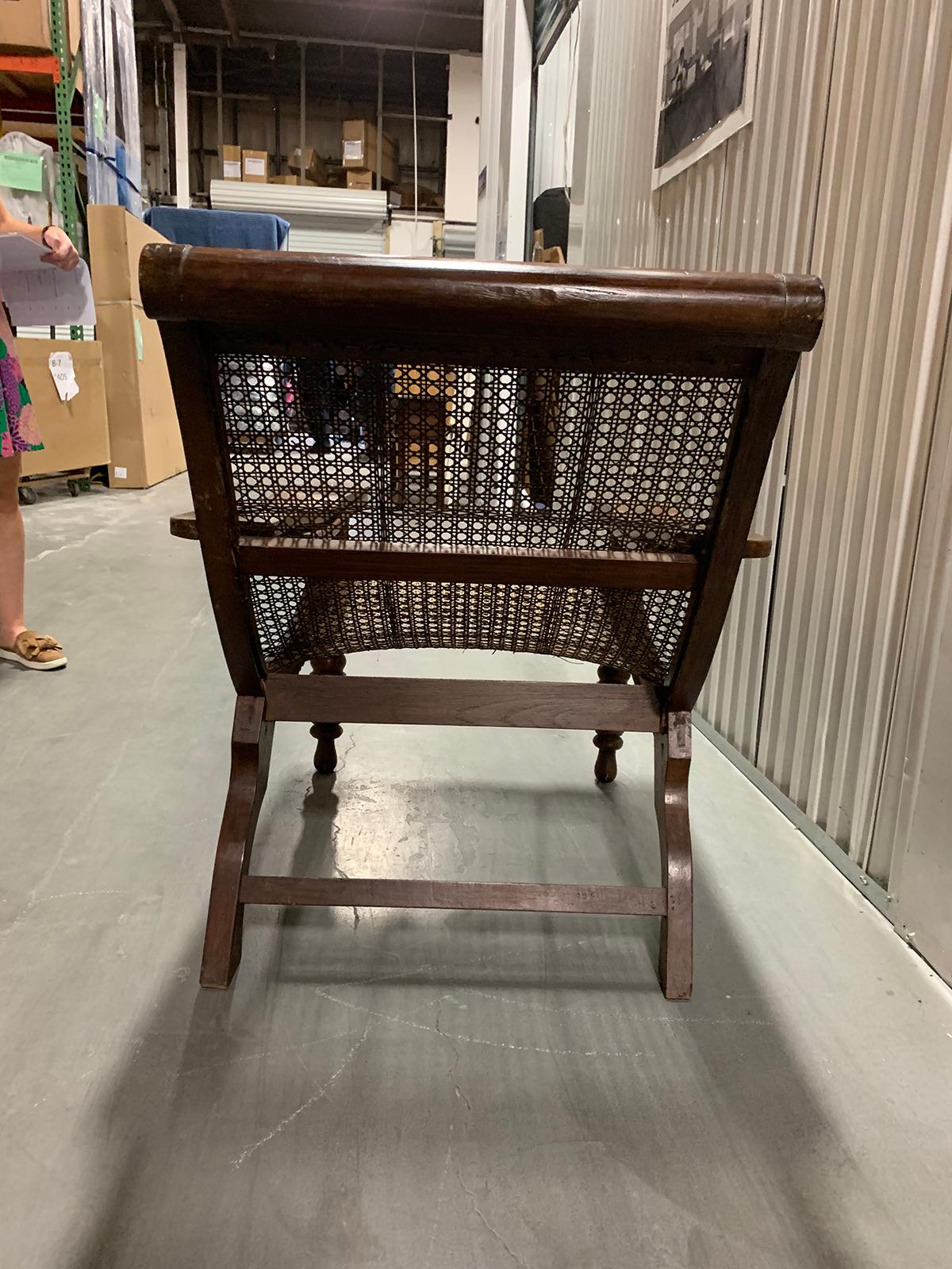 19th-Early 20th Century Anglo-Caribbean Caned Planters Chair with Leg Stretchers 10