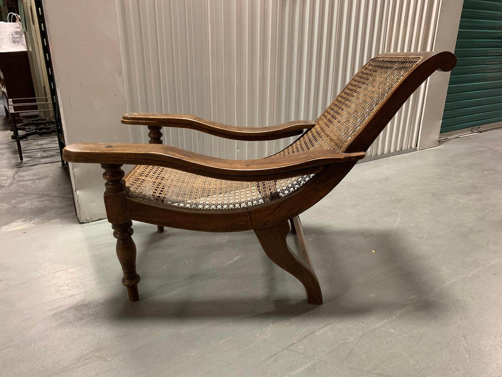 19th-Early 20th Century Anglo-Caribbean Caned Planters Chair with Leg Stretchers 2