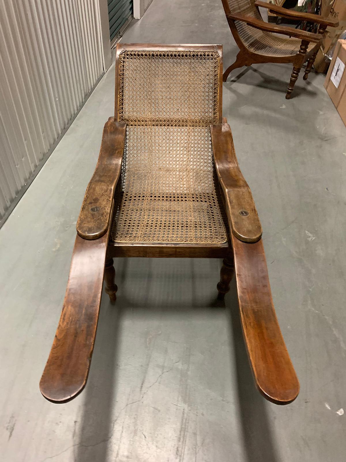 19th-Early 20th Century Anglo-Caribbean Caned Planters Chair with Leg Stretchers 3