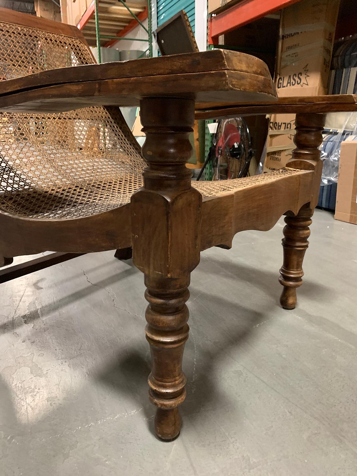 19th-Early 20th Century Anglo-Caribbean Caned Planters Chair with Leg Stretchers 3