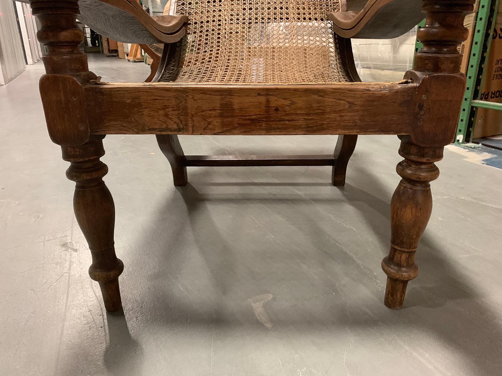 19th-Early 20th Century Anglo-Caribbean Caned Planters Chair with Leg Stretchers 5