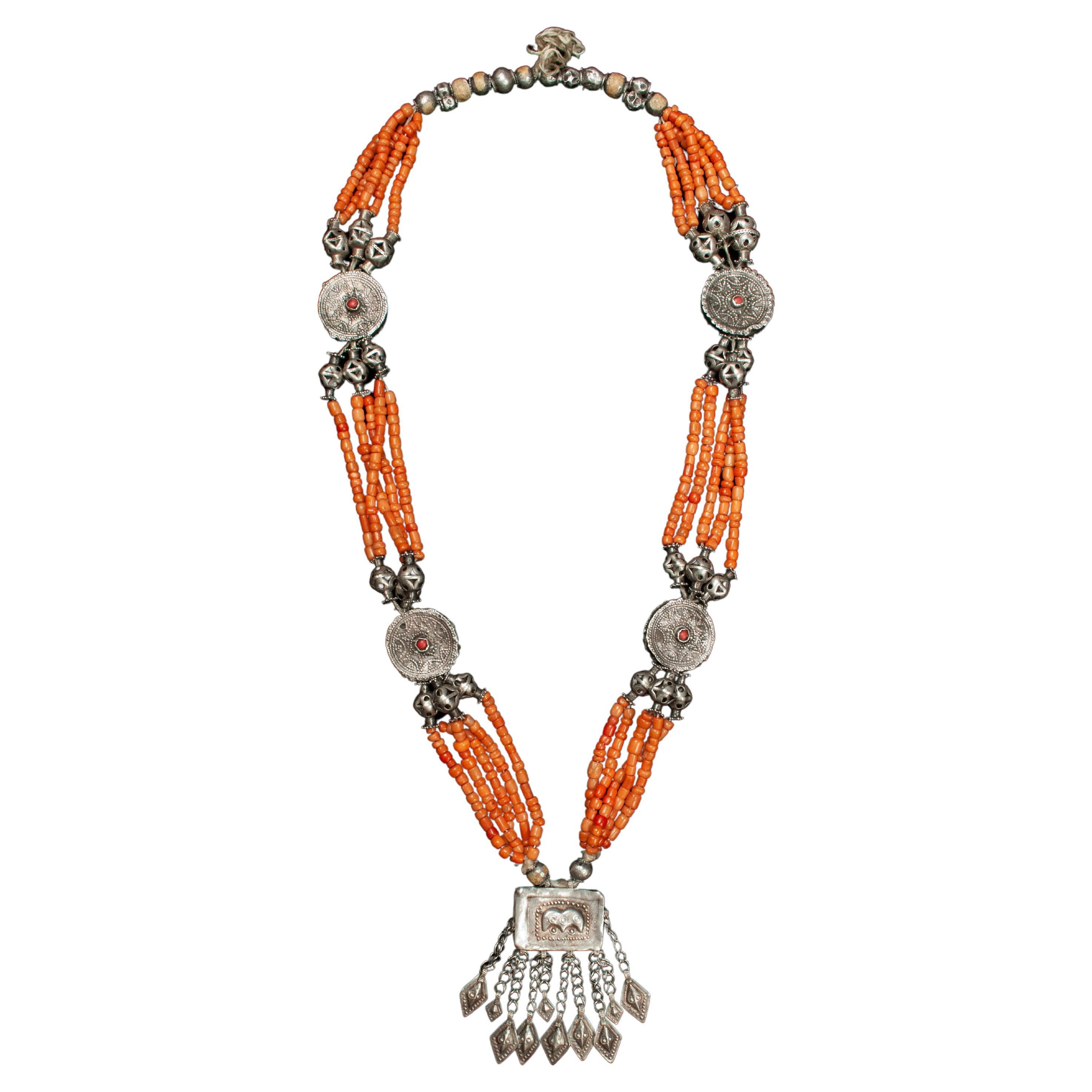 19th-Early 20th Century Coral Wedding Necklace, Tajikistan, Central Asia