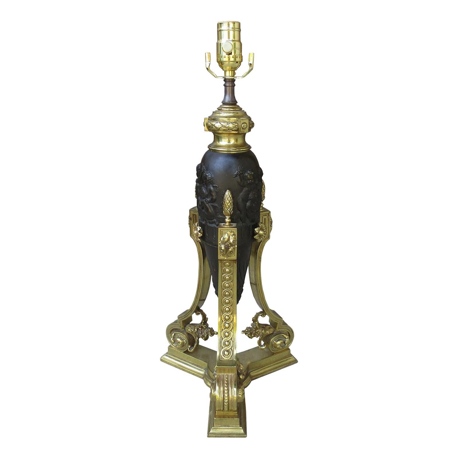 19th-Early 20th Century French Marble and Gilt Bronze Lamp