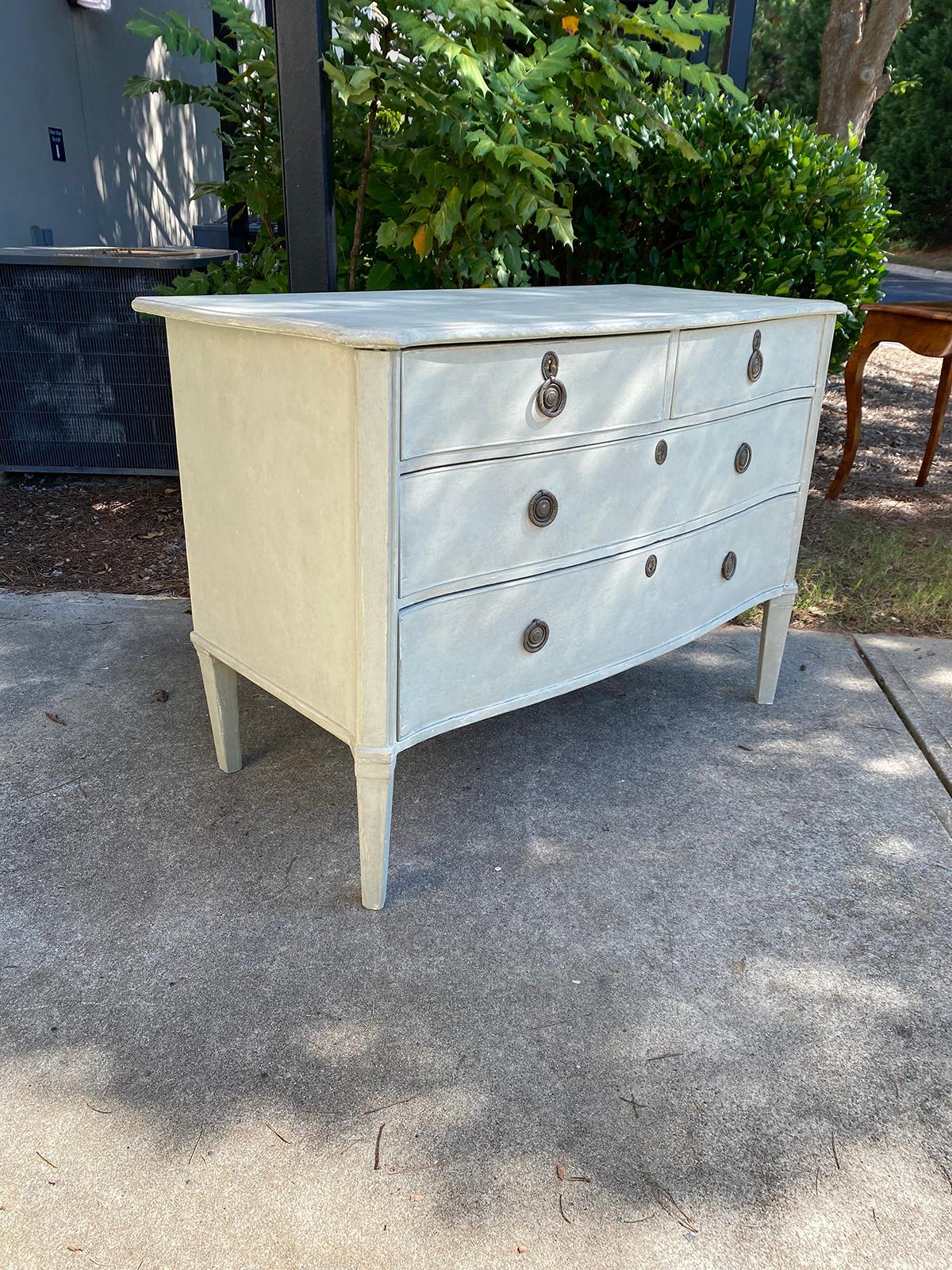 Hand-Painted 19th-Early 20th Century Italian Four-Drawer Commode with Custom Painted Finish