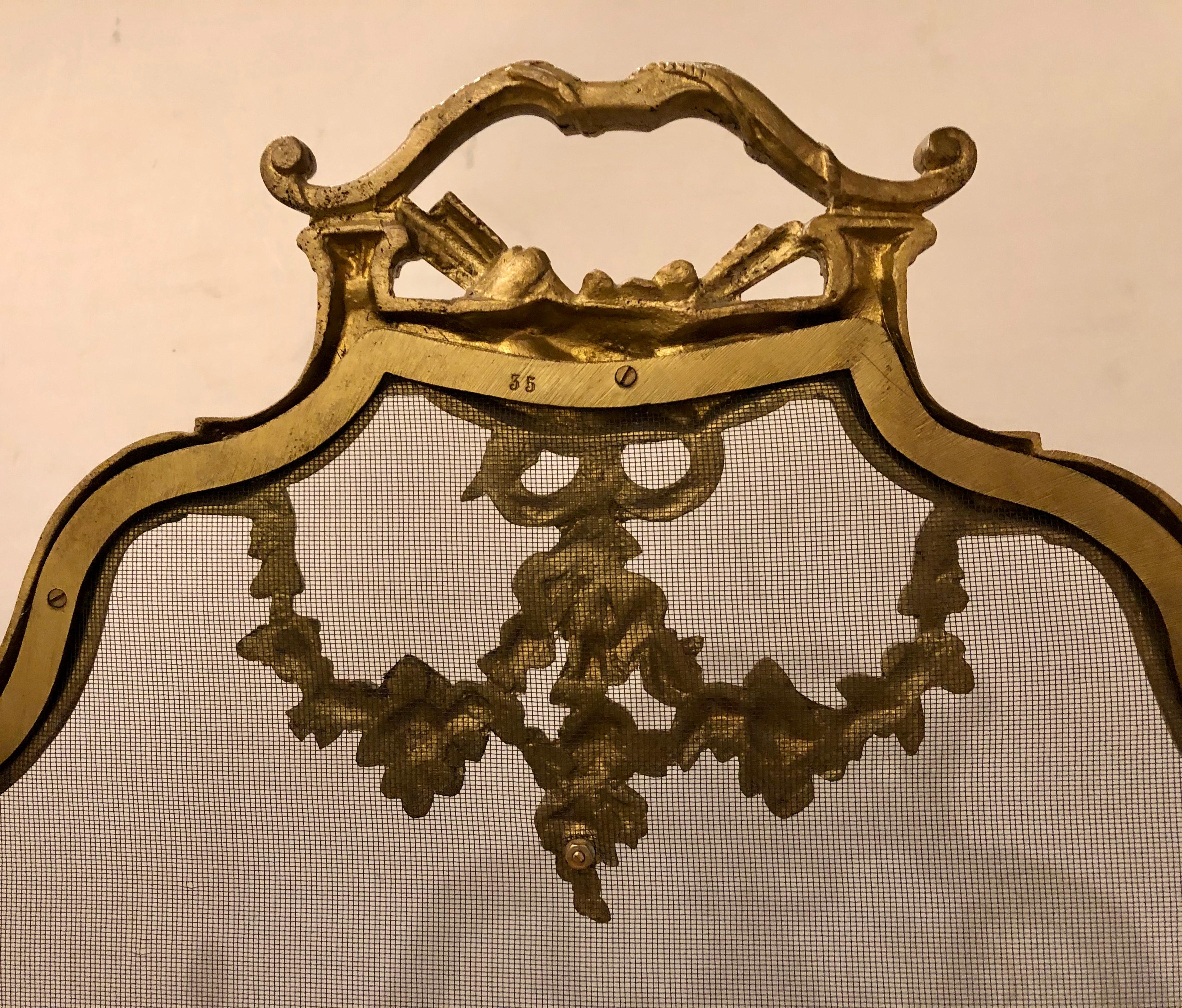 19th-Early 20th Century Louis XVI Style Bronze Firescreen 8