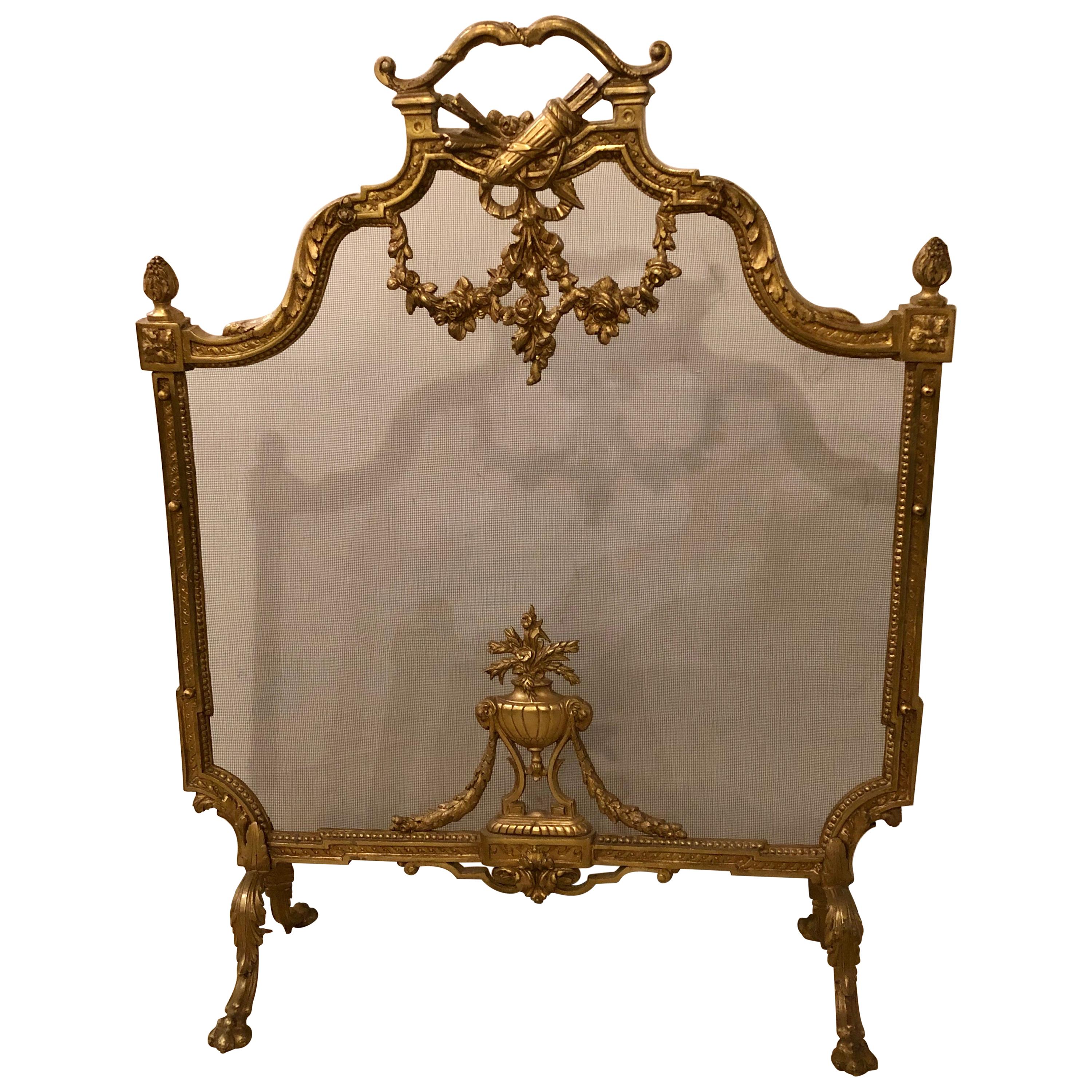 19th-Early 20th Century Louis XVI Style Bronze Firescreen