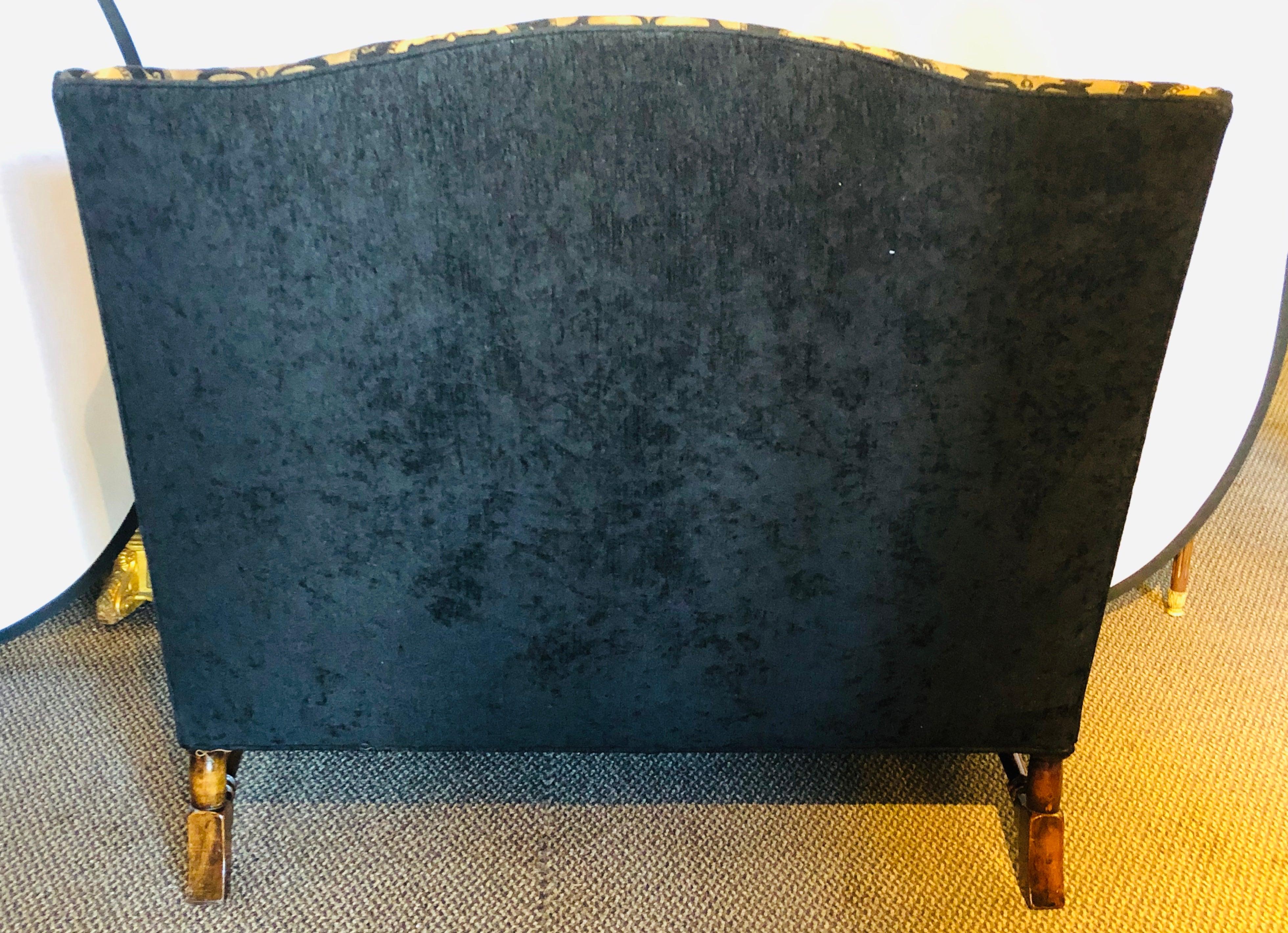 Italian Rococo Revival Style Settee or Sofa, Black and Beige Upholstery, a Pair For Sale 8
