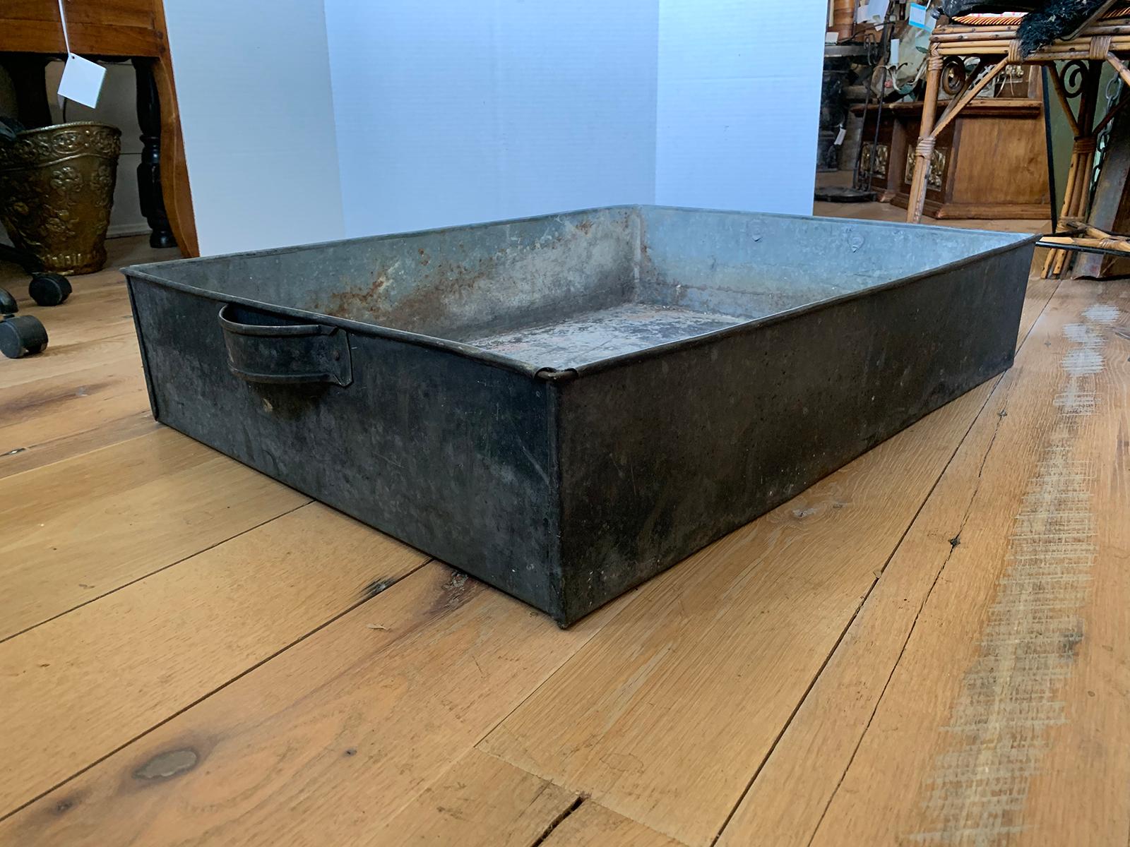 19th-early 20th century tole tray with handles, large scale.