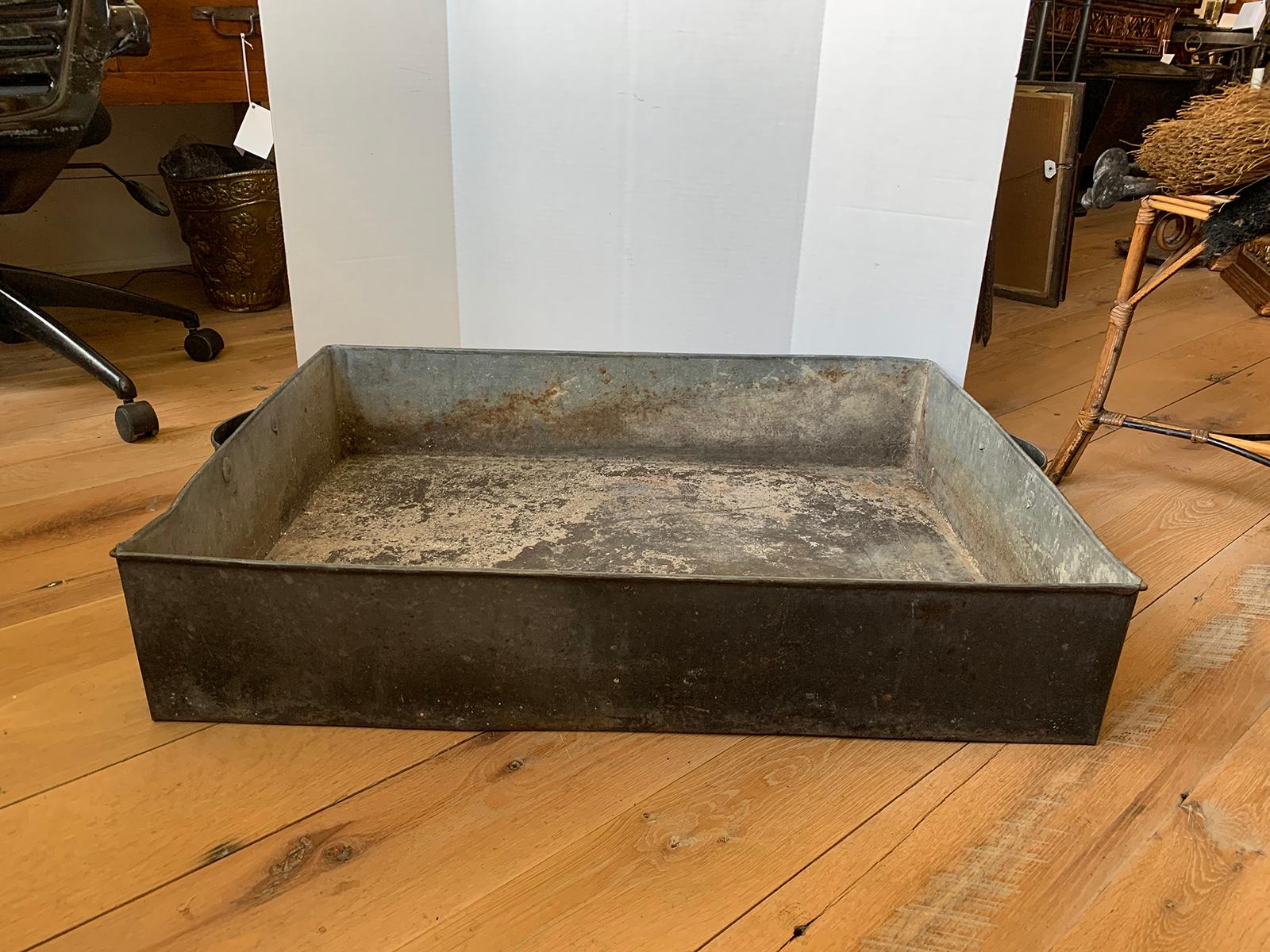 19th Century 19th-Early 20th Century Tole Tray with Handles, Large Scale For Sale