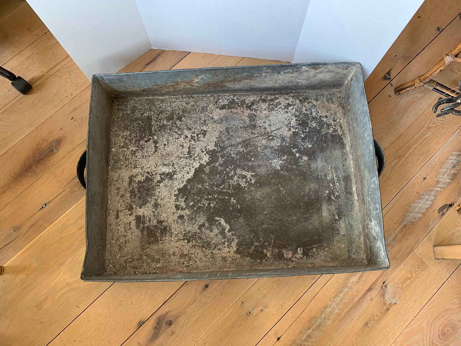 19th-Early 20th Century Tole Tray with Handles, Large Scale For Sale 1