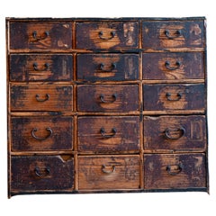 19th Edo Japanese wabi sabi dougu Kusuri Tansu, Tool medicine chest of drawers