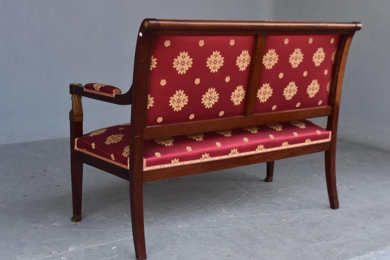 19th Empire Mahogany Salon Style Ormolu and Upholstered Silk 14