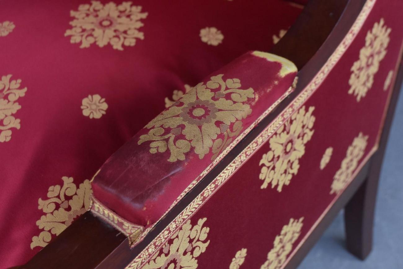 19th Empire Mahogany Salon Style Ormolu and Upholstered Silk 4