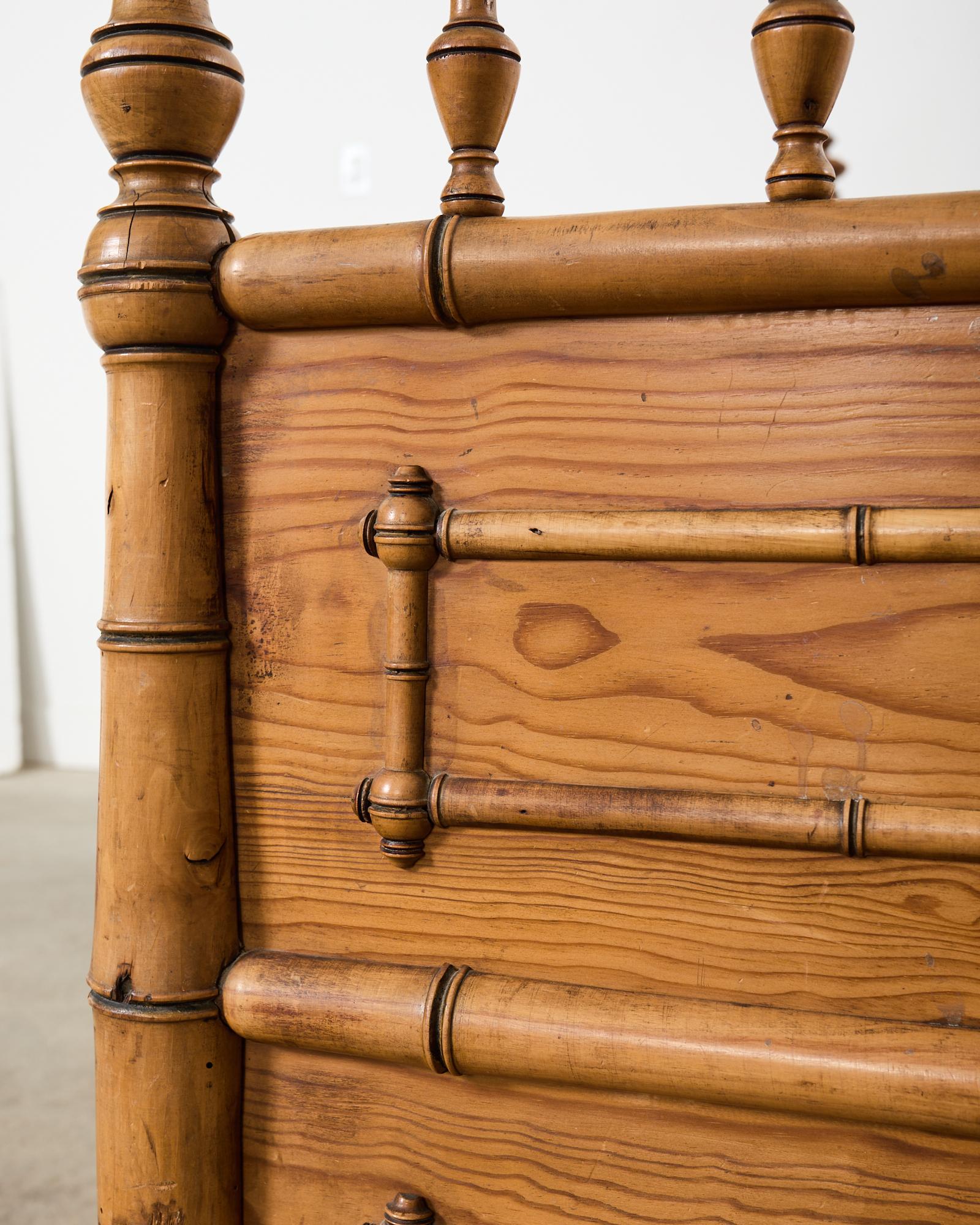 19th English Aesthetic Movement Faux Bamboo Pine Bed 4