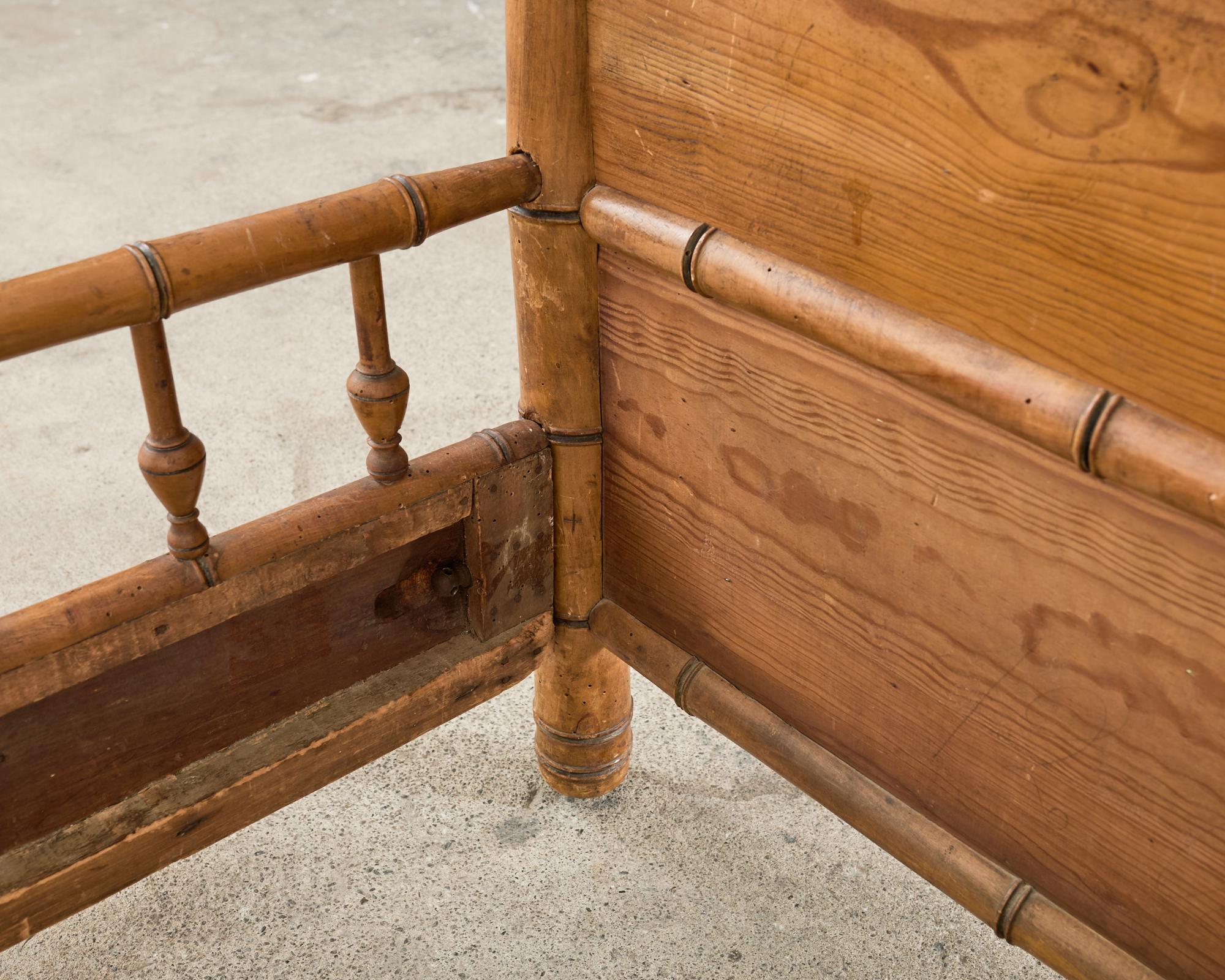 19th English Aesthetic Movement Faux Bamboo Pine Bed 8