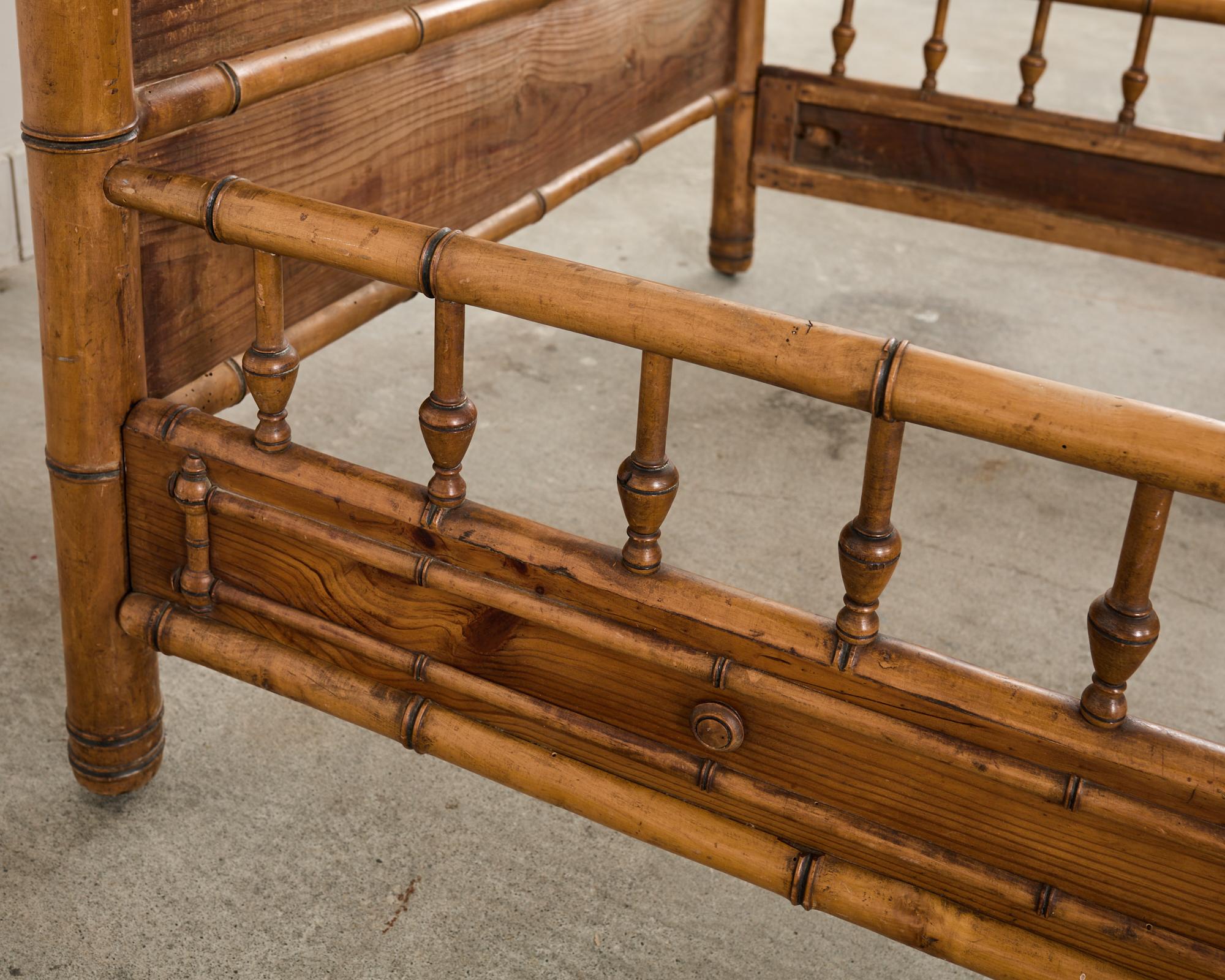 19th English Aesthetic Movement Faux Bamboo Pine Bed 9