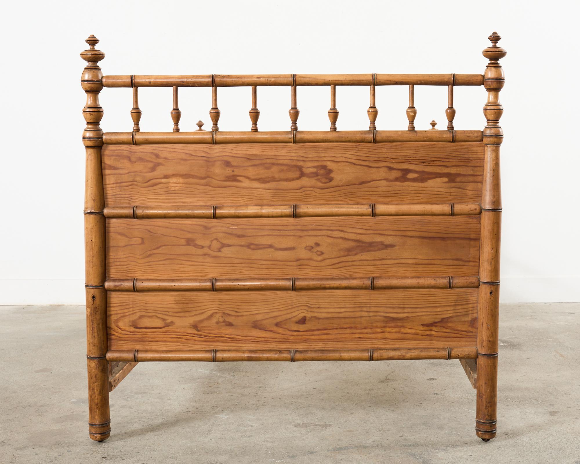 19th English Aesthetic Movement Faux Bamboo Pine Bed 13