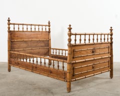19th English Aesthetic Movement Faux Bamboo Pine Bed
