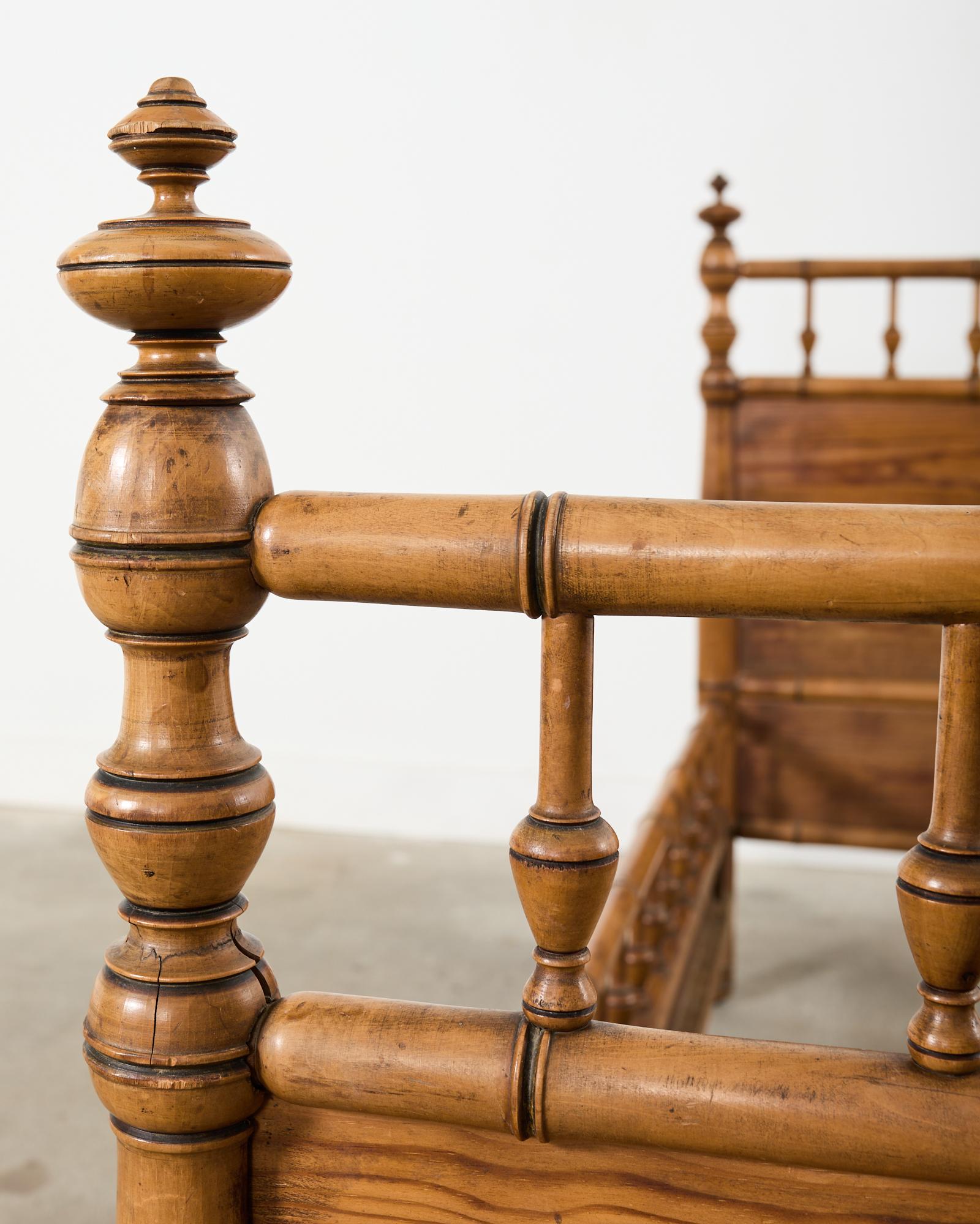 19th English Aesthetic Movement Faux Bamboo Pine Bed 1