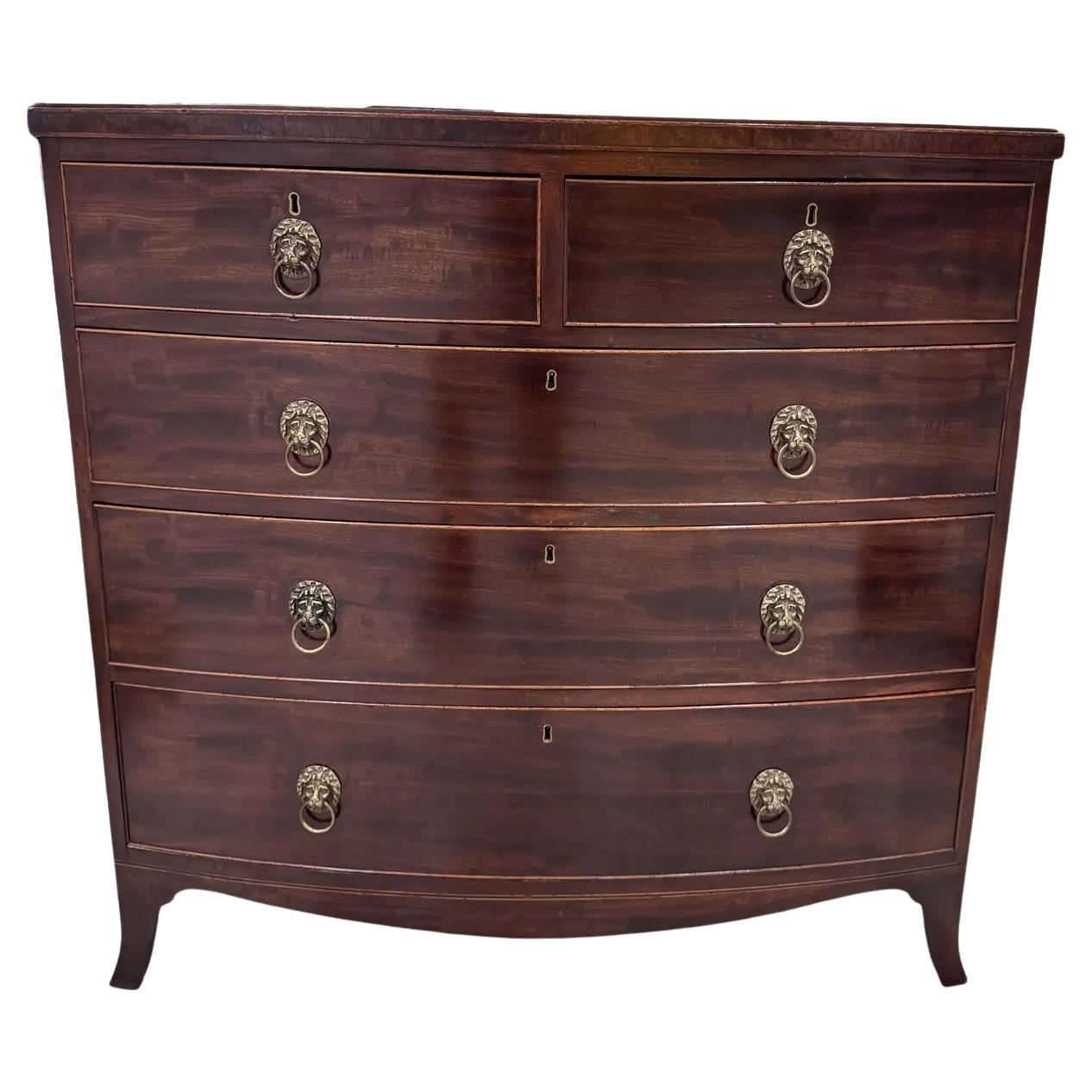 19th English Bow Front Chest of Drawers