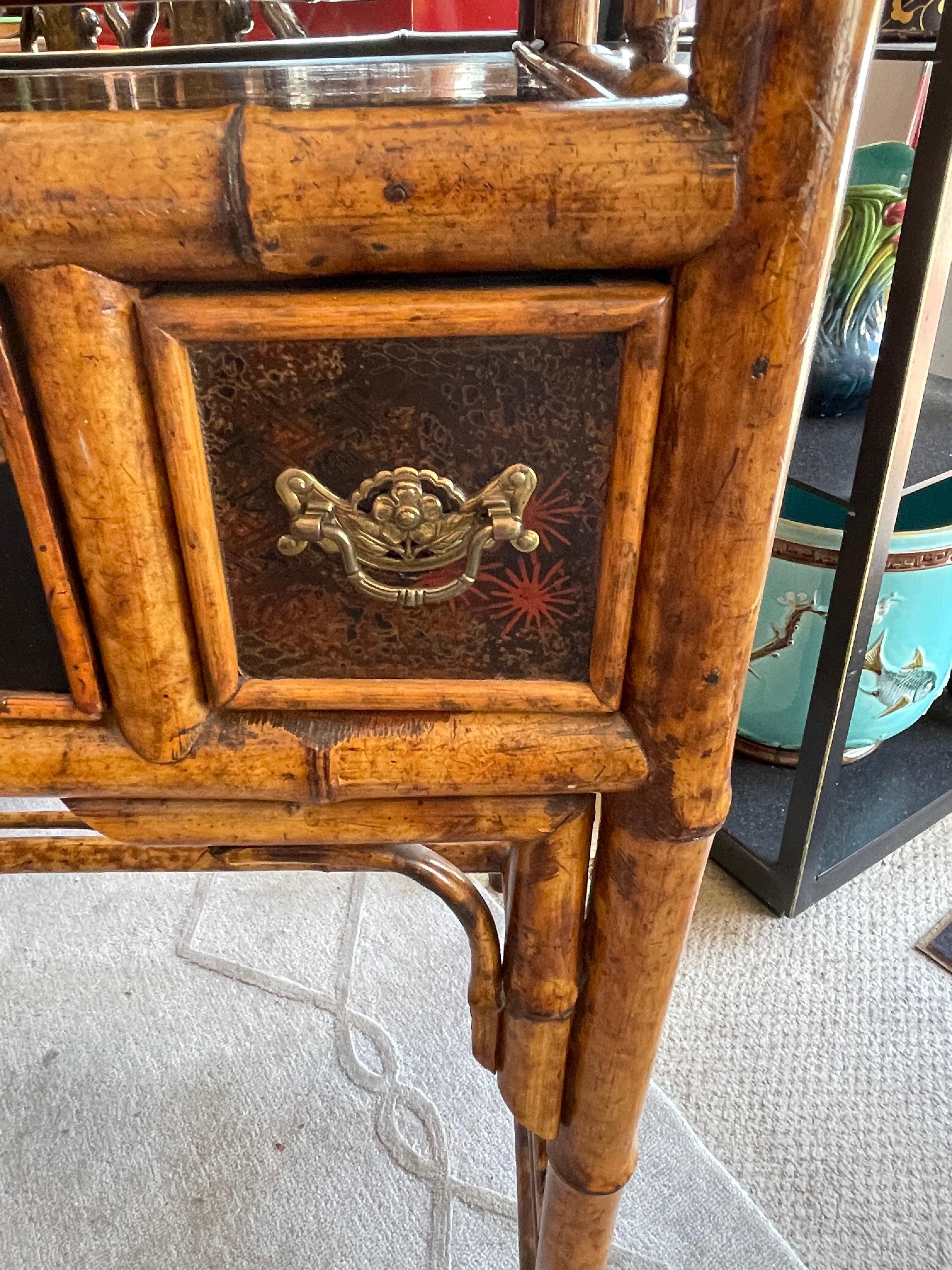 19Th. English Colonial Tortoiseshell Bamboo  & Lacquer Drop-Front Desk 6