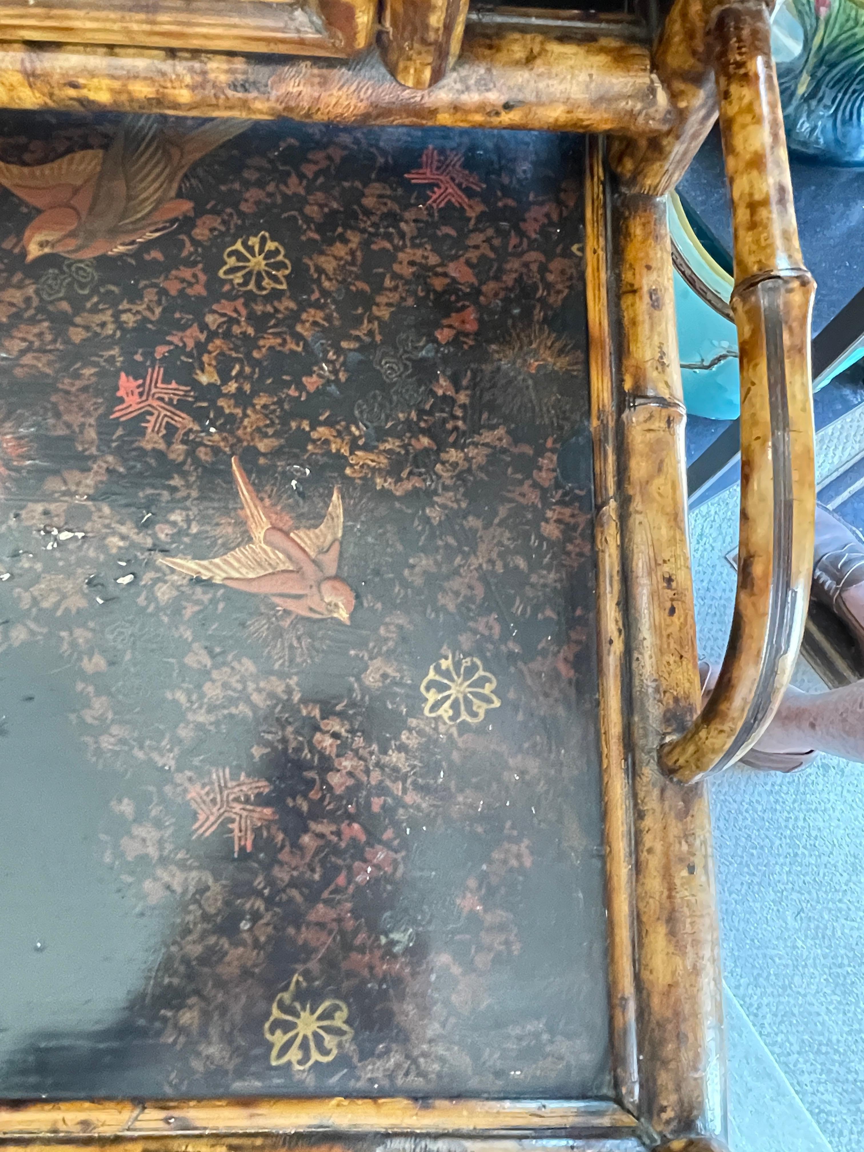 19Th. English Colonial Tortoiseshell Bamboo  & Lacquer Drop-Front Desk 9