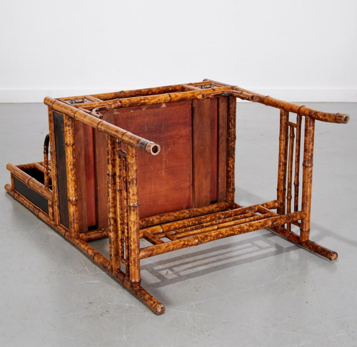 19Th. English Colonial Tortoiseshell Bamboo  & Lacquer Drop-Front Desk 13