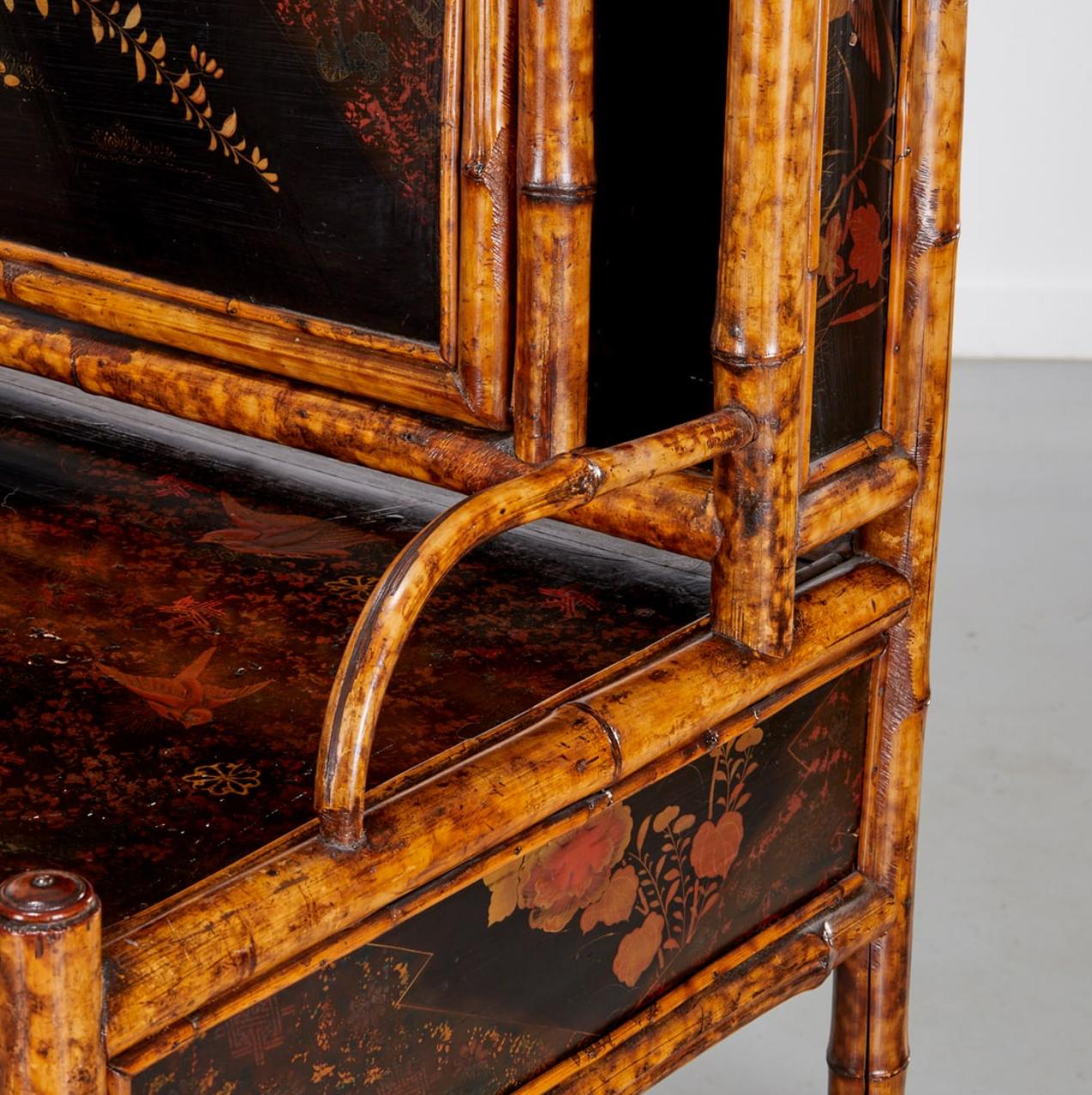 19Th. English Colonial Tortoiseshell Bamboo  & Lacquer Drop-Front Desk In Good Condition In West Palm Beach, FL