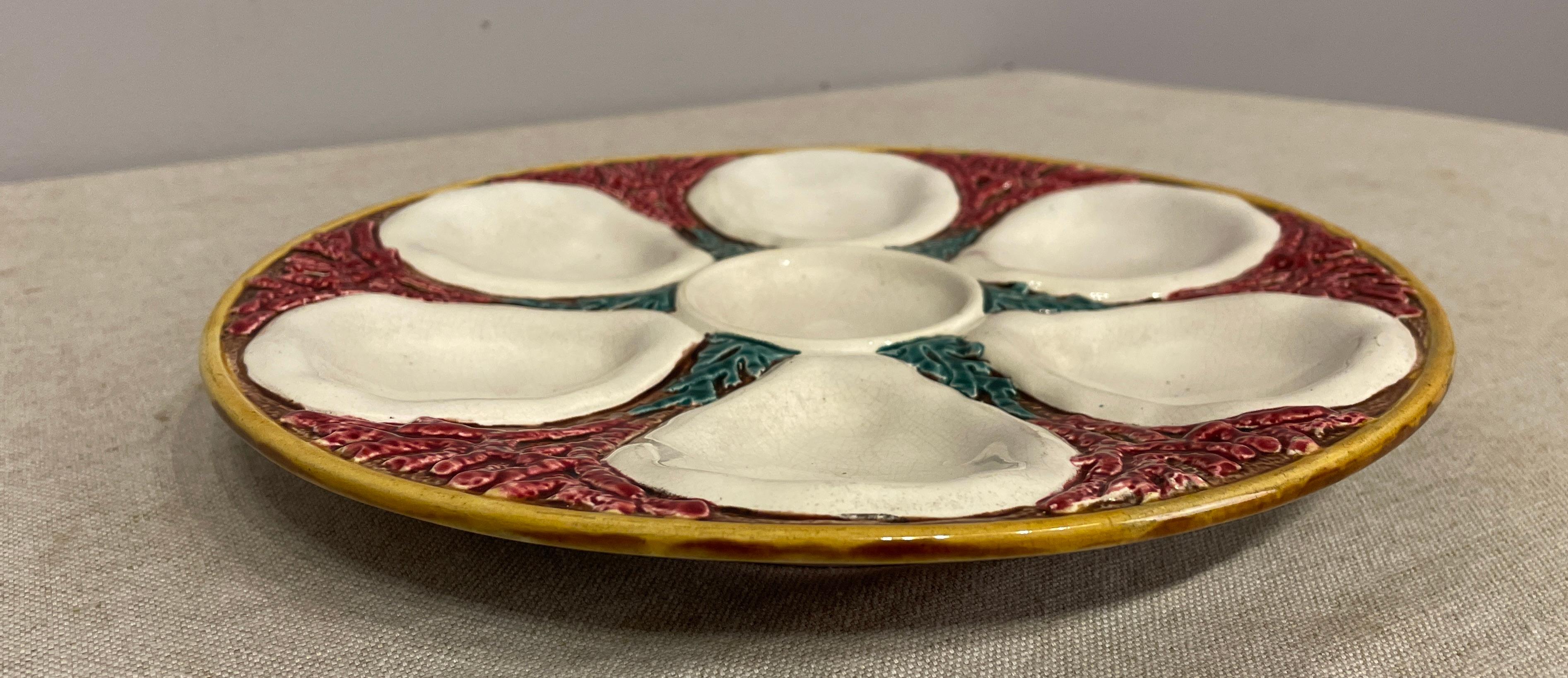 19th English Majolica Oyster Plate 3