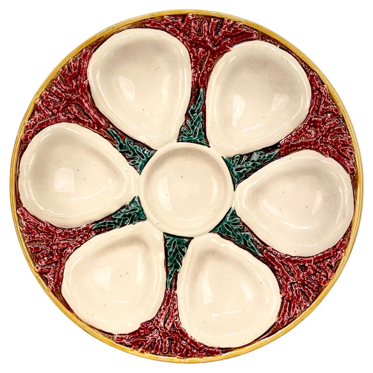 19th English Majolica Oyster Plate