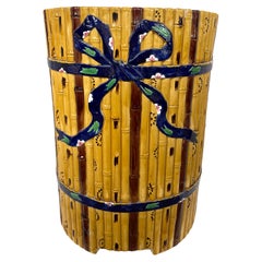 Majolica Rare Faux Bamboo Garden Seat By  Minton, C.1865