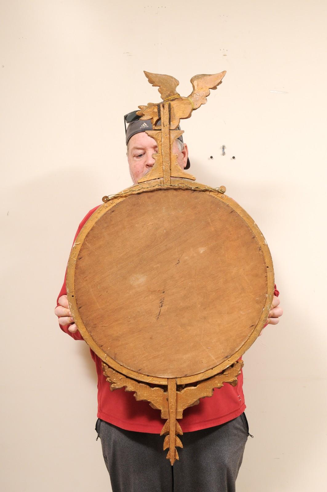 19th English Regency Bullseye Convex Giltwood Frame Mirror with Eagle For Sale 6