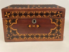 19th English Turnbridge Ware Rosewood Jewelry Box With Inlaid Mosaic