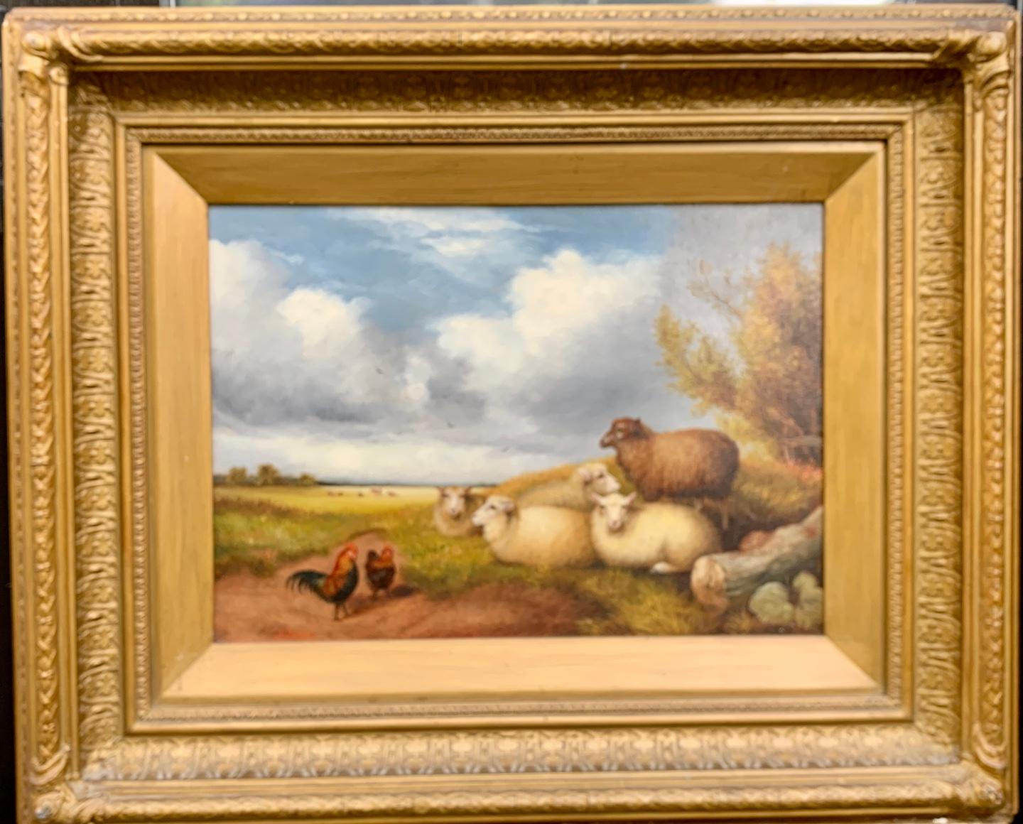 Animal Painting 19th English School - Portrait anglais du XIXe siècle d'un chien avec ses chiens