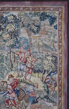 19th Flemish Tapestry, Wolf Hunting Scene, in the 16th Century Style, N° 1687