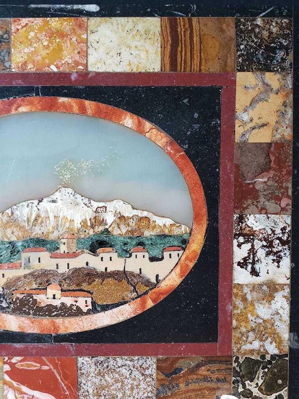 19. Florentiner Schule Pietra Dura Landschaftstafel (19. Jahrhundert)