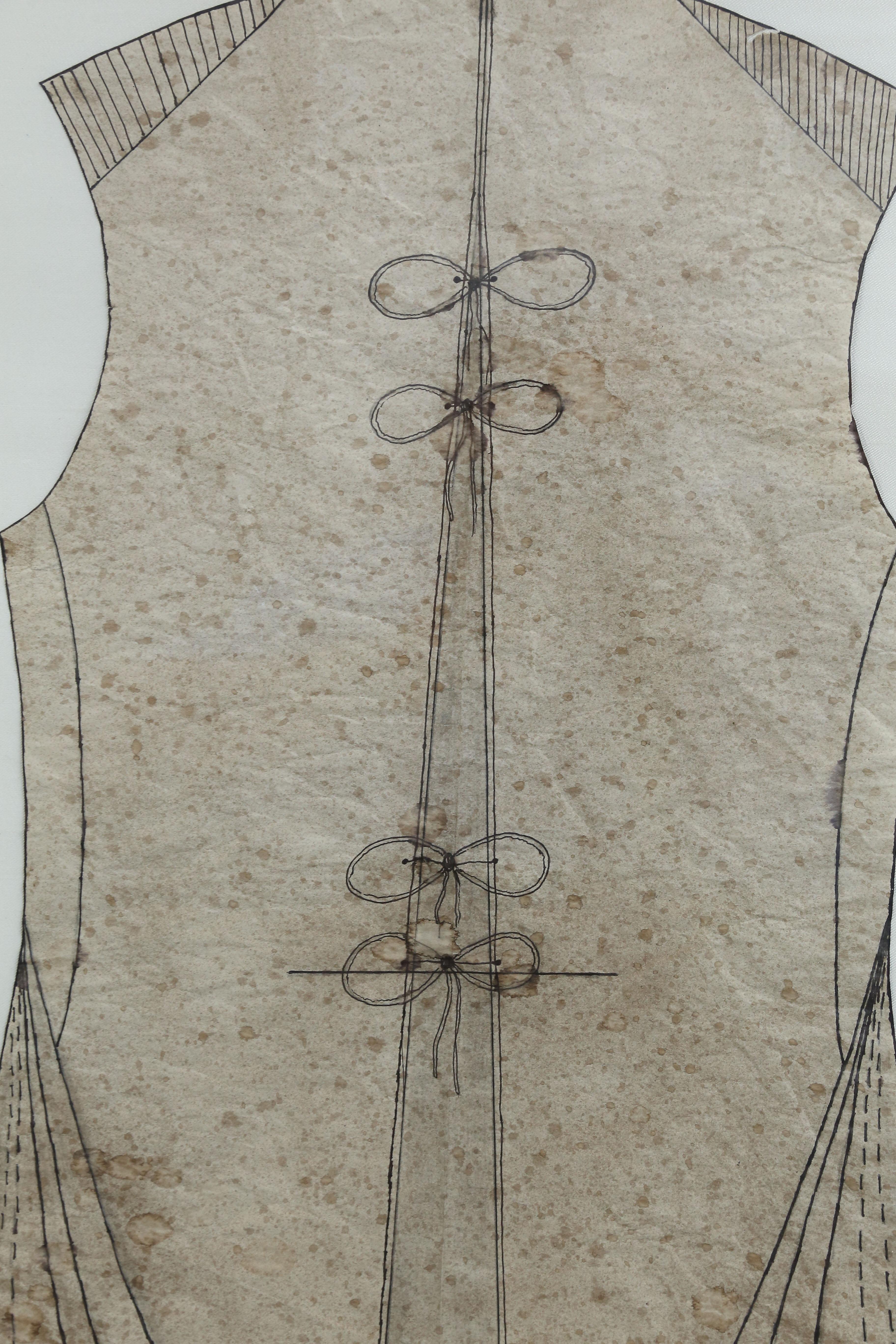 Papier modèle de couturière encadré du 19ème siècle en vente